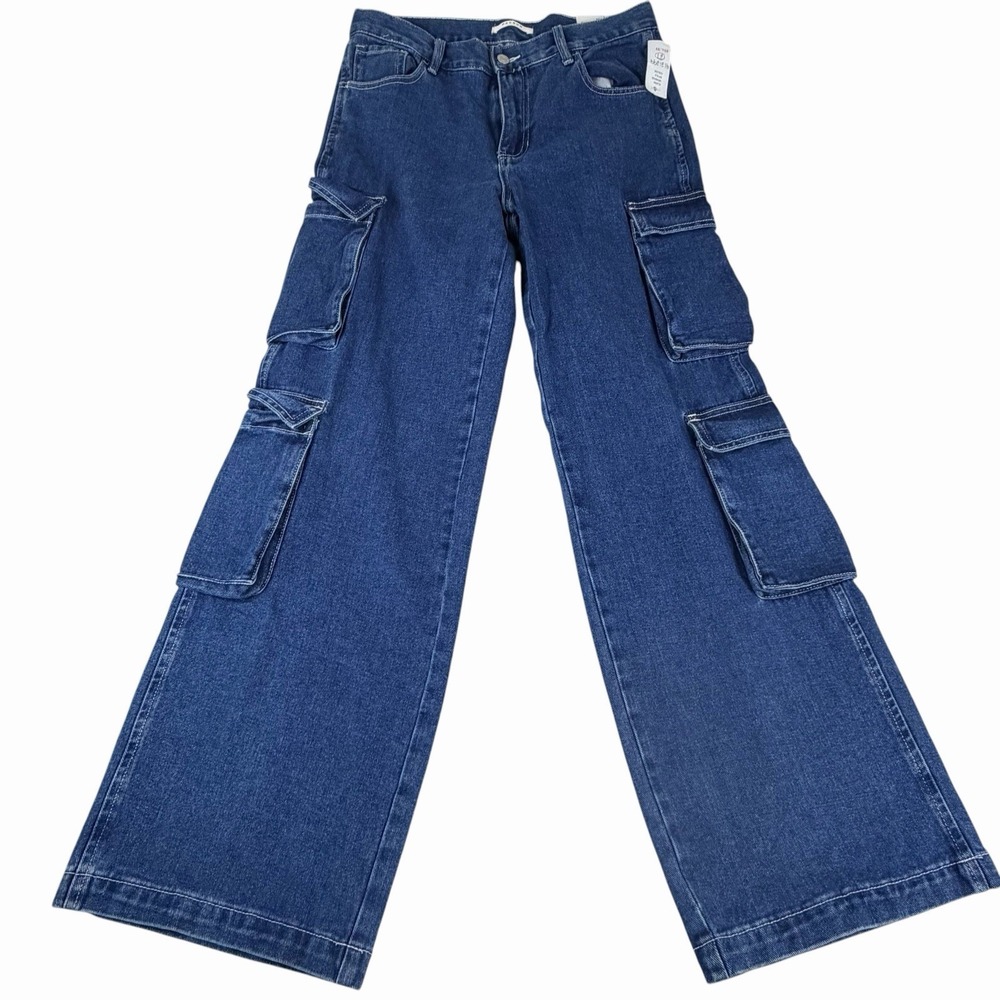 Pacsun 90's Baggy Cargo Pants Women's Size 32 Mid Rise Straight Leg Denim NEW